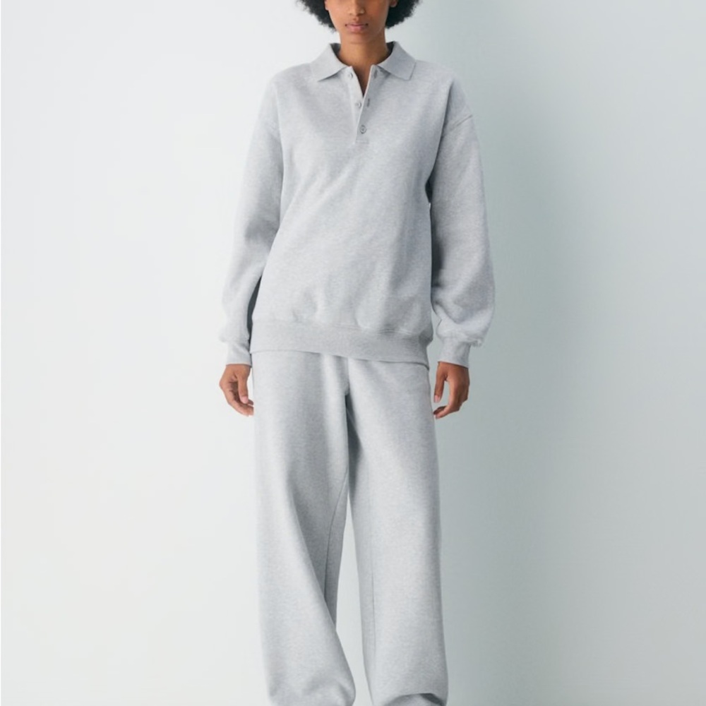 Aritzia Heather Chrome Boyfriend Polo Sweatshirt